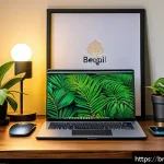 USB 허브와 독의 차이 - A modern home office setup showcasing a Bengali professional working remotely with a laptop connecte...